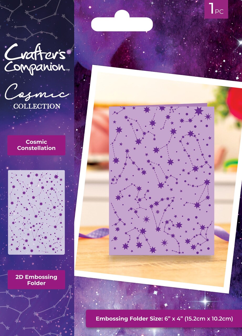Crafter's Companion Cosmic 2D Embossing Folder 6"X4"-Cosmic Constellation